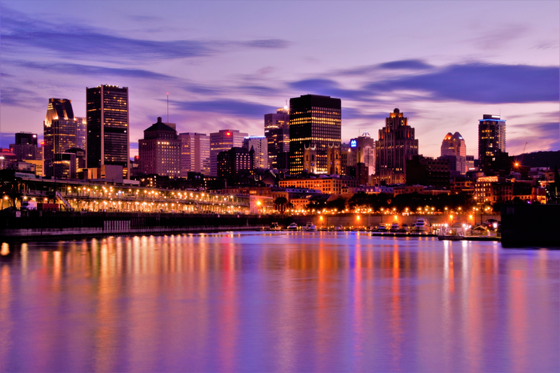Montreal at night infront of water