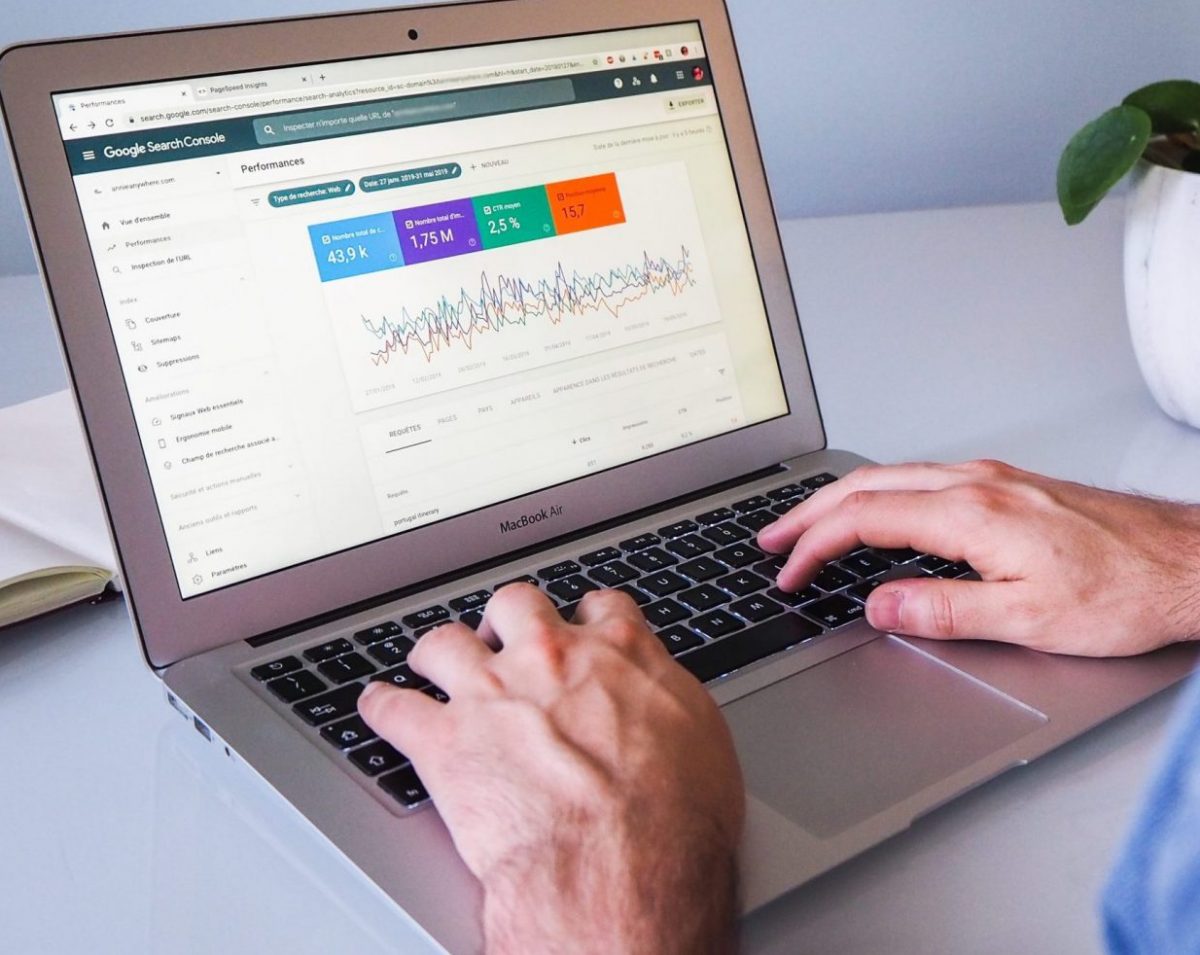 a man looks at a search console screen